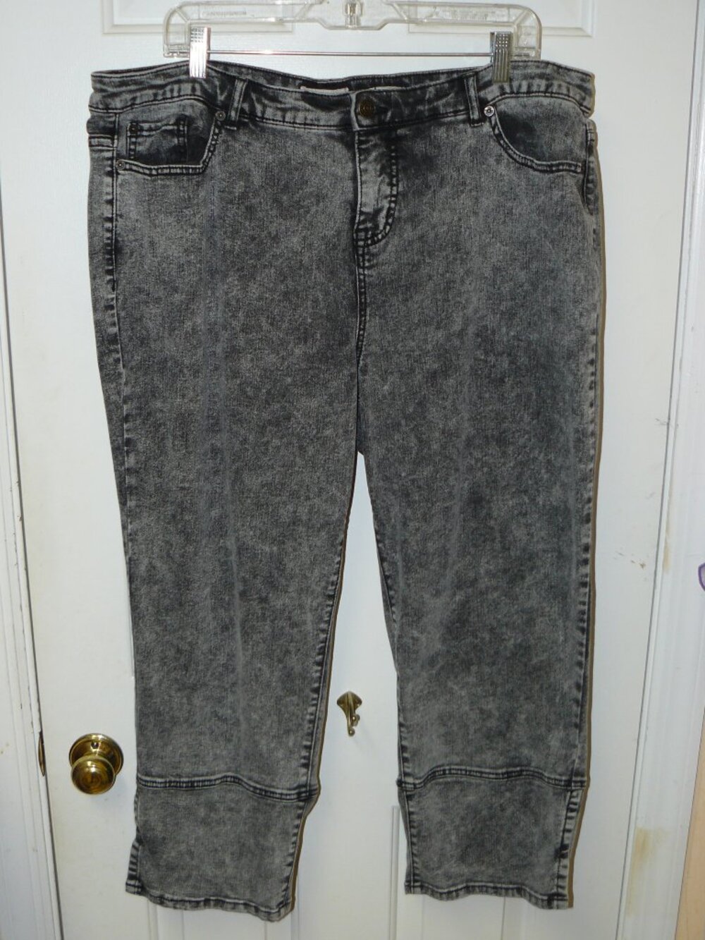 LOGO Lori Goldstein Women's Gray Acid Wash Denim Boyfriend Jeans Sz 20WP Petite
